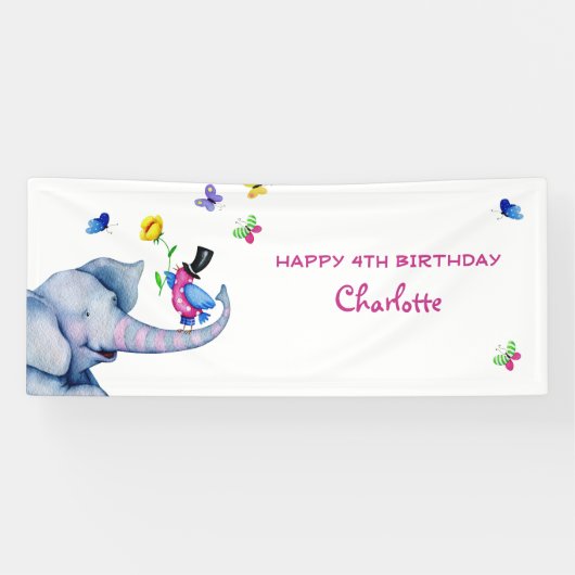 Banderoles Le visage heureux de l'éléphant (Horizontal)