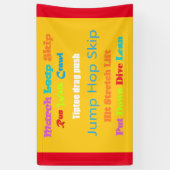 Banderoles Leap Hop Skip Lean Text Design couleurs mélangées (Vertical)