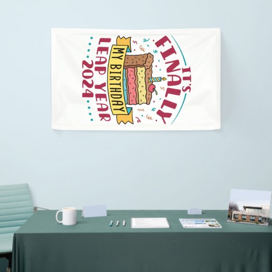 Banderoles Leap Year 2024 C'est enfin mon anniversaire (Salon professionnel)