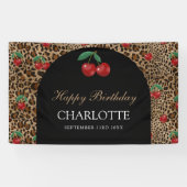 Banderoles Leopard Cheetah Animal Print Red Cherry Birthday (Horizontal)
