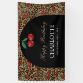 Banderoles Leopard Cheetah Animal Print Red Cherry Birthday (Vertical)