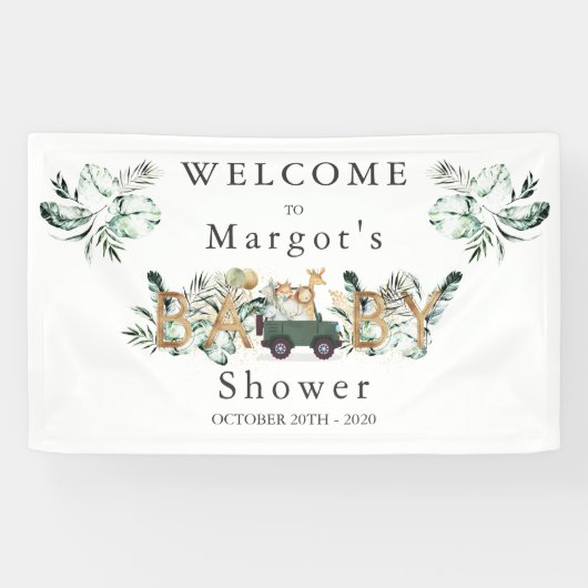 Banderoles Les Animaux De Safari Conduisent Par L'Or Baby sho (Horizontal)