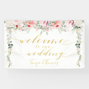 Banderoles Les Blooms Blush Fancy Gold Calliment Bienvenue