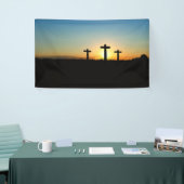 Banderoles Les croix de crucifixion au coucher du soleil (Salon professionnel)