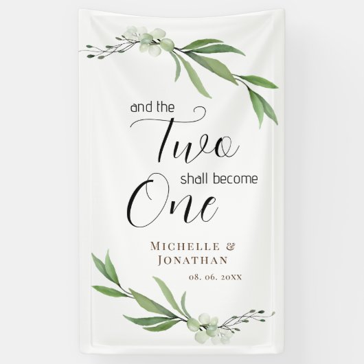 Banderoles Les Deux Deviendront Un Mariage Floral De Verdure (Vertical)