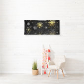 Banderoles Les flocons dorés de Noël sur l'Arrière - plan noi (En situation)