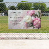 Banderoles Les pivoines roses et blanches sur la dentelle (En situation)