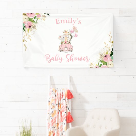 Banderoles Les Safari Floraux Roses Conduisent Par Le Baby sh (En situation)