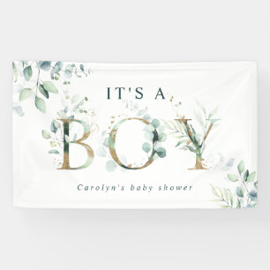 Banderoles LETTRE BOtanique D'OR Eucalyptus Baby shower