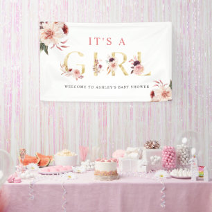 Banderoles LETTRE OR Florale Aquarelle Baby shower fille