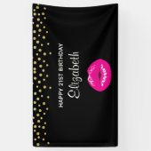 Banderoles Lèvres brillantes roses chaudes à l'anniversaire n (Vertical)