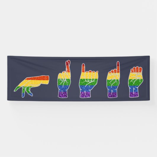 Banderoles LGBT Parties scintillant Rainbow ASL Pride (Horizontal)