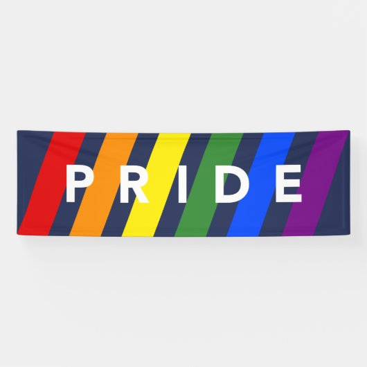 Banderoles LGBTQ FIDE Diagonal Rainbow Stripes sur Navy Blue (Horizontal)