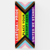 Banderoles LGBTQIA+ "United We Stand" PRIDE PERSRNALISÉE (Vertical)
