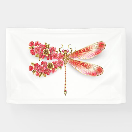 Banderoles libellule de fleurs avec sakura de bijoux (Horizontal)