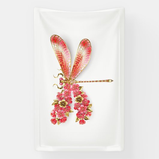 Banderoles libellule de fleurs avec sakura de bijoux (Verticale)