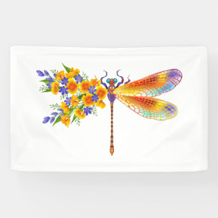 Banderoles libellule de fleurs jaunes