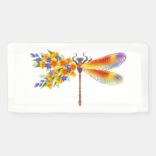 Banderoles Libellule Fleur Jaune (Horizontal)