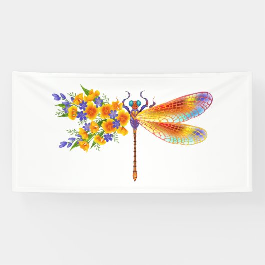 Banderoles Libellule Fleur Jaune (Horizontal)