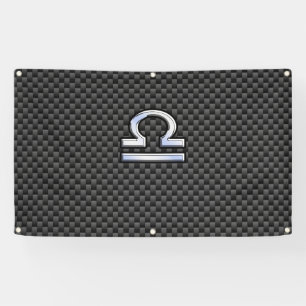 Banderoles Libra Zodiac Sign on Black Carbon Fibre Print