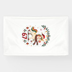 Banderoles Licorne de Noël vintage 6e anniversaire Dabbing Gi
