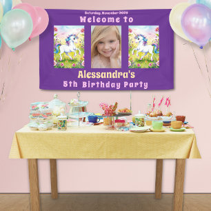 Banderoles Licorne Magique Pastel Photo de Anniversaire Perso