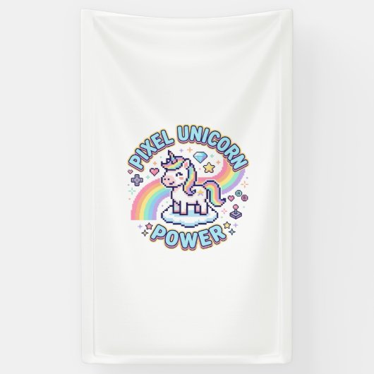 Banderoles Licorne Pixel Licorne Puissance Conception Graphiq (Vertical)