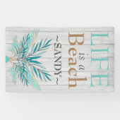 Banderoles LIFE EST UNE PLAGE blanchir Bois Turquoise Palm Fe (Horizontal)