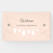 Banderoles Light Peach Minimalist Baby Girl Douche Bienvenue (Horizontal)