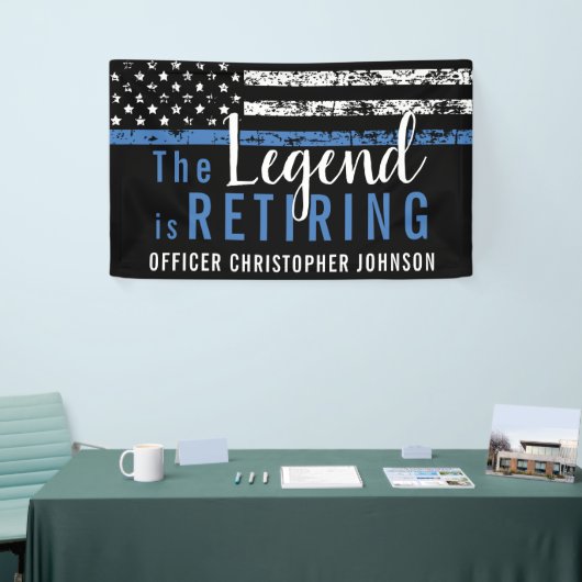 Banderoles Ligne bleue mince personnalisée pour la retraite d (Salon professionnel)