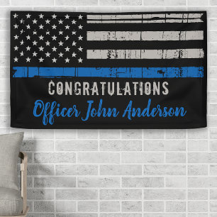 Banderoles Ligne Bleue Mince Police Police Graduation