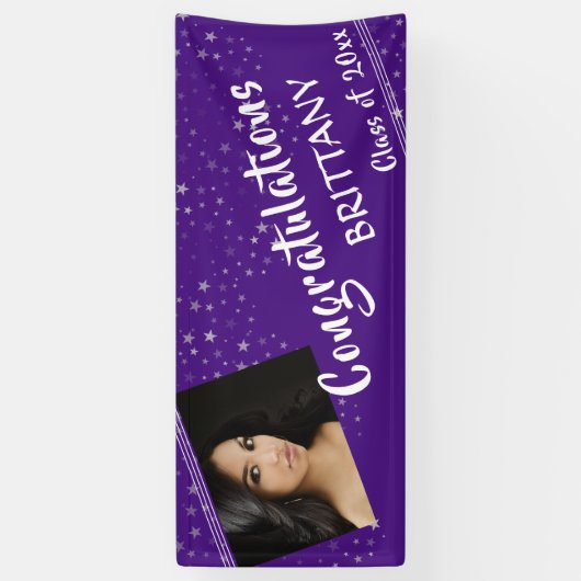 Banderoles Lignes et étoiles | Purple modifiable | Diplôme ph (Vertical)