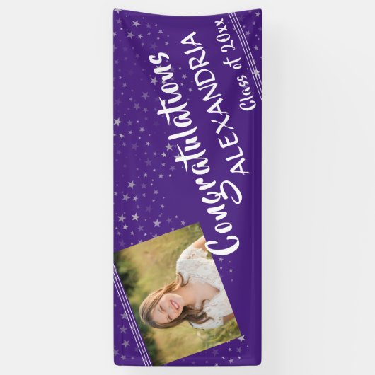 Banderoles Lignes et étoiles | Purple modifiable | Diplôme ph (Vertical)
