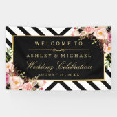 Banderoles Lignes géométriques Fête Mariage Floral (Horizontal)