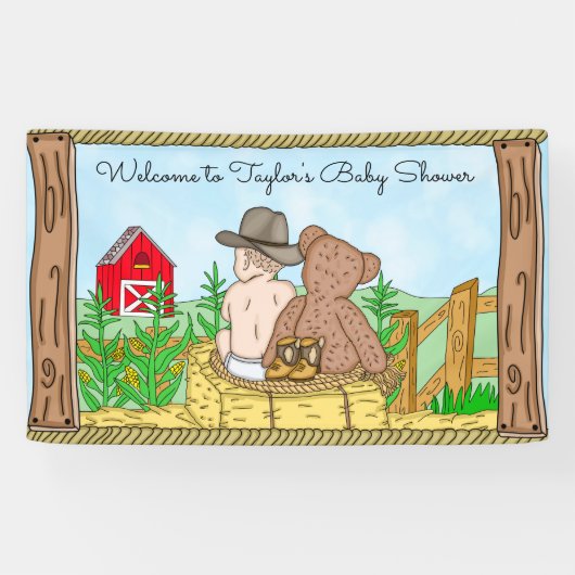 Banderoles Lil'Cowboy et Teddy Bear Baby shower (Horizontal)