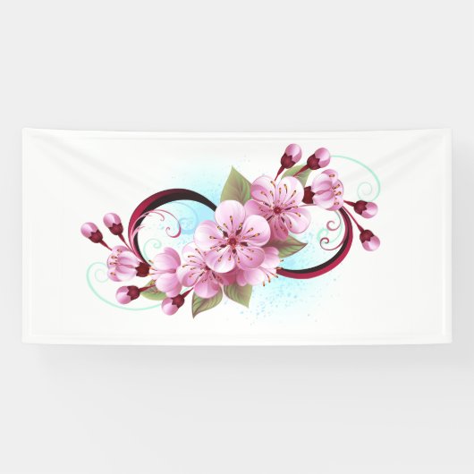 Banderoles L'infini avec fleurs de cerisier (Horizontal)