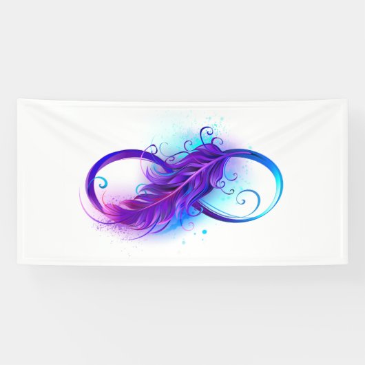 Banderoles L'infini avec plume violette (Horizontal)