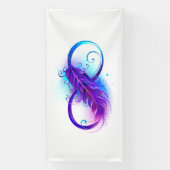Banderoles L'infini avec plume violette (Verticale)