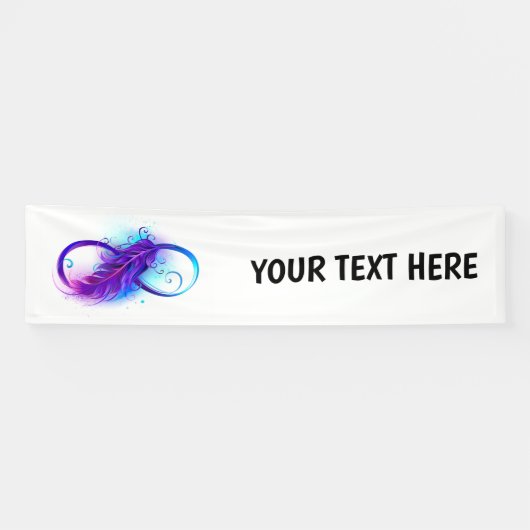 Banderoles L'infini avec plume violette (Horizontal)