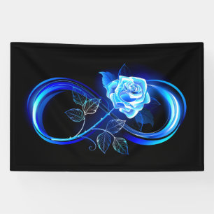 Banderoles L'infini lumineux avec une rose bleue
