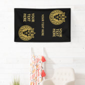 Banderoles Lion Avec Couronne - Style Or 4 (En situation)