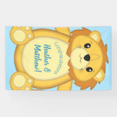 Banderoles Lion Baby shower bleu (Horizontal)