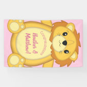 Banderoles Lion Baby shower rose (Horizontal)