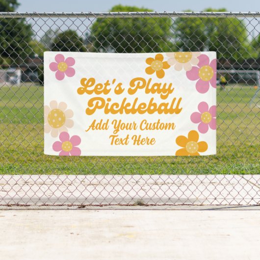 Banderoles Lire Pickleball Mod Fleurs Rétro Texte Personnalis (En situation)