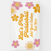 Banderoles Lire Pickleball Mod Fleurs Rétro Texte Personnalis (Vertical)