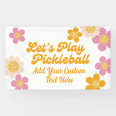 Banderoles Lire Pickleball Mod Fleurs Rétro Texte Personnalis (Horizontal)