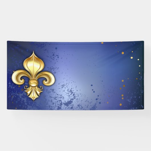 Banderoles Lis d'or sur fond bleu (Horizontal)