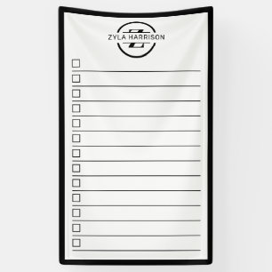 Banderoles Liste de tâches à faire avec monogramme noir et bl