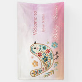 Banderoles Little Bird Floral Baby shower rose (Vertical)