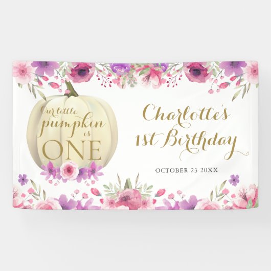 Banderoles Little Citrouille Floral 1er Anniversaire (Horizontal)